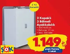 2 KAPAKLI 3 BÖLMELİ AYAKKABILIK